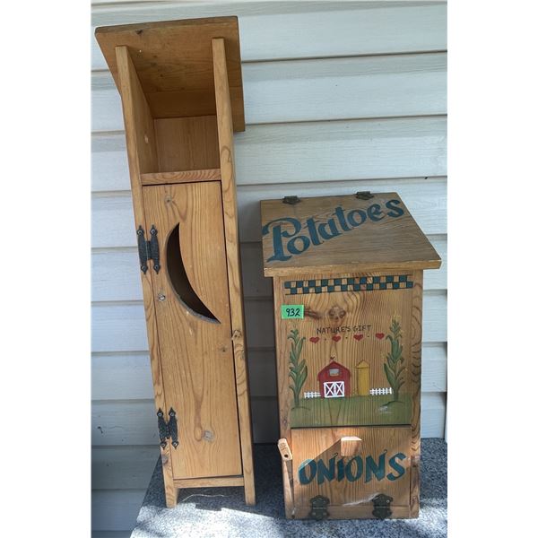 Handmade Wood Potato & Onion Bin and Toilet Tissue Holder