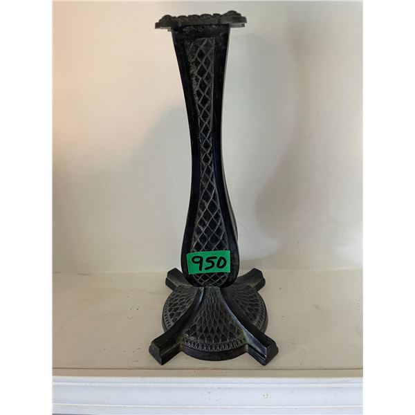 Vintage Gothic 4-Footed Base Cast Iron Candle Holder, 11” Tall.