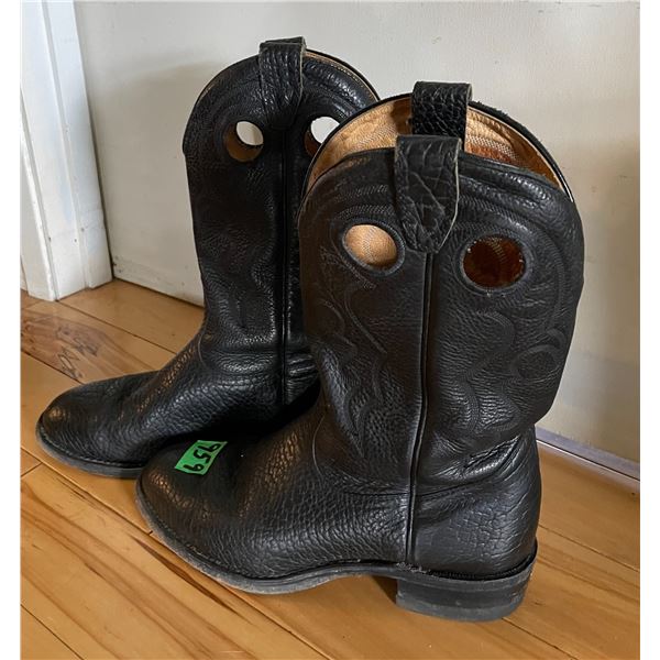 Men’s Roper Black Cowhide Western Boots, Size 7 – Good Condition, Made in Canada