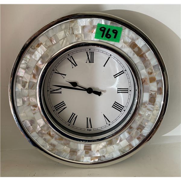 Vintage Ergo Mother of Pearl Quartz Wall Clock – Works, in Good Condition