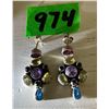 Image 1 : Silver Mixed Stone Drop Earrings