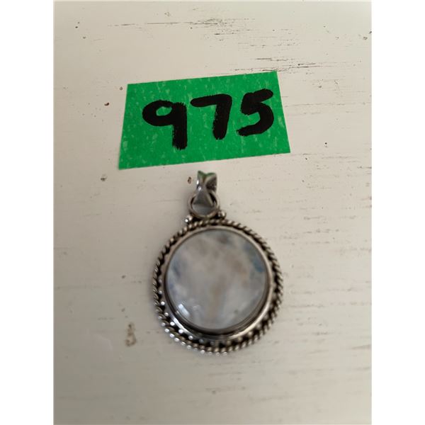 Silver Moonstone Round Pendant, 1”