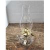 Image 3 : Vintage Clear Glass Finger Loop Oil Lamp w/ Hurricane Chimney