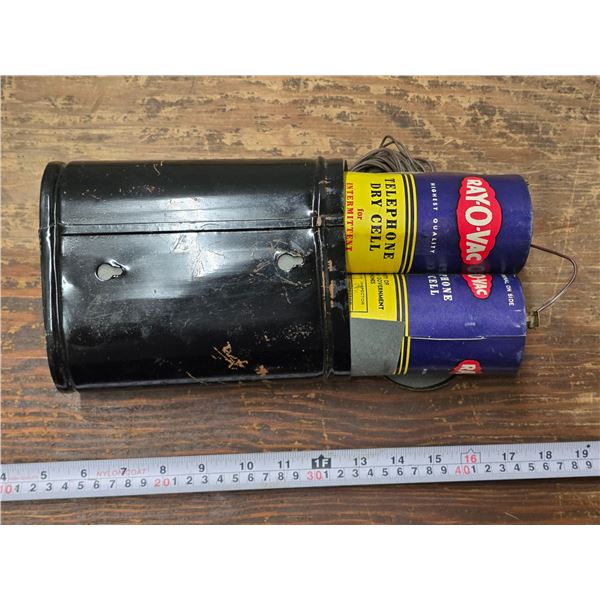 Vintage Dry Cell Batteries and Holder (for old telephones)