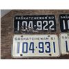 Image 2 : (4) 1960 & 1961 Sask Licence Plates (2 Matching Sets)