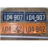 Image 1 : (4) 1962 & 1963 Sask Licence Plates (2 Matching Sets)