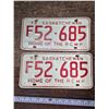Image 1 : (2) 1973 Sask “Home of the RCMP” Farm Plates – Matching Set
