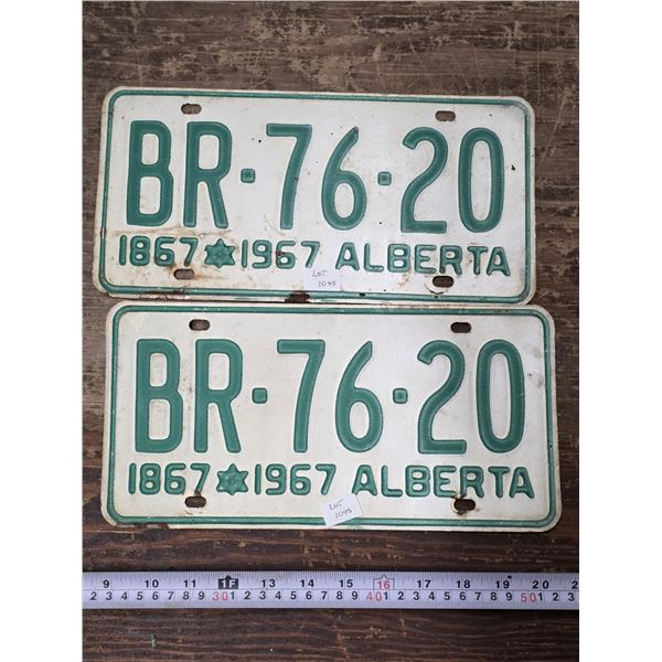 (2) 1967 Centennial Alberta Licence Plates – Matching Set