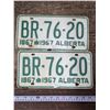 Image 1 : (2) 1967 Centennial Alberta Licence Plates – Matching Set