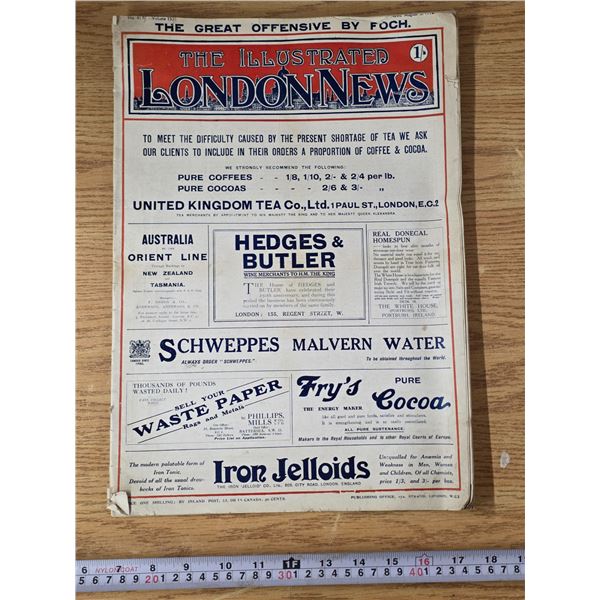1918 London illustrated news paper- millitary photos, vintage ads
