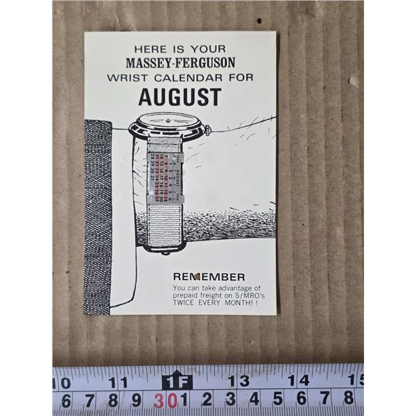 Massey ferguson wrist calendar- 1966 august