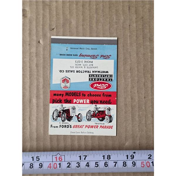 Vintage ford tractor matchbook empty