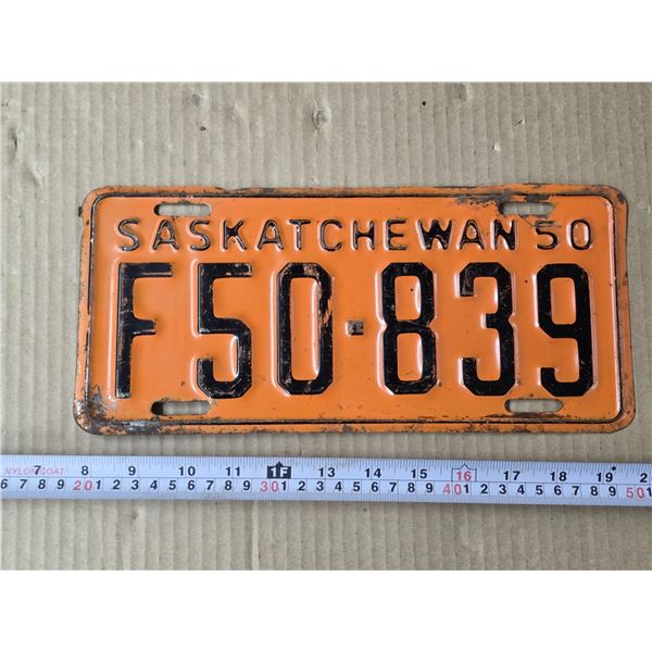 1950 sask license plate