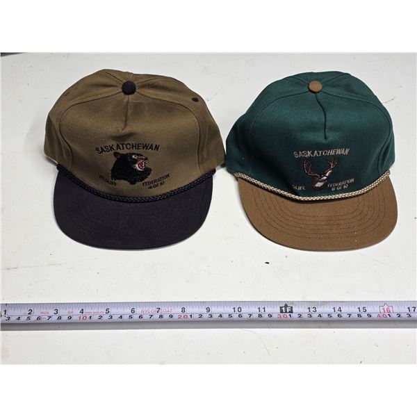 2 Sask wildlife federation caps- unused