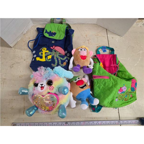 Kids Plush & Backpack Lot inc. Stepen Joseph Backpacks
