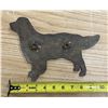 Image 2 : Brass Dog memorial plaque shaped like a Golden Retriever silhouette, personalized with the name "COD