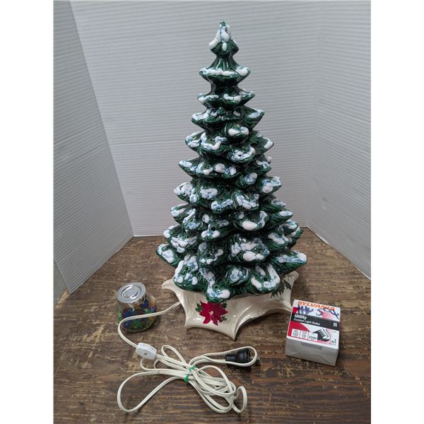 Ceramic Christmas Tree w/ Coloured Bulbs, 17.5” Tall – Working
