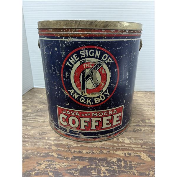 Vintage 5Lb Coffee Tin - Marked “Saskatoon, Sask.”