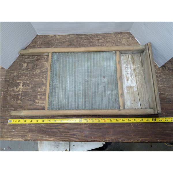 Antique Wood & Glass Washboard
