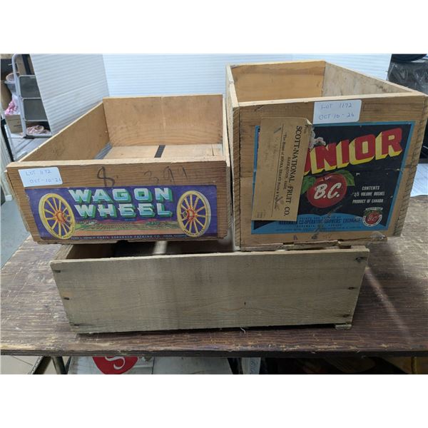 (3) Vintage Wooden Fruit Boxes