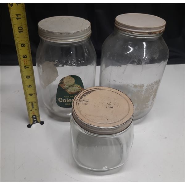 1212-Vintage glass jars with lids