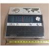 Image 1 : Vintage Admiral World Master Multi-Band Radio featuring a world map and time dial on top. (Untested)