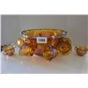 Image 1 : Vintage Indiana Glass Large Punch Bowl w/ (12) Cups & Clips (2 clips missing)
