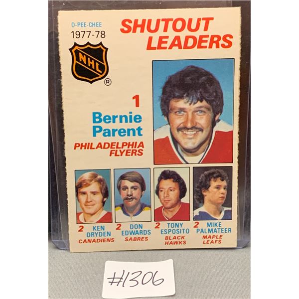 1977-78 OPC Shutout Leaders Hockey Card: Ken Dryden, Esposito, etc.