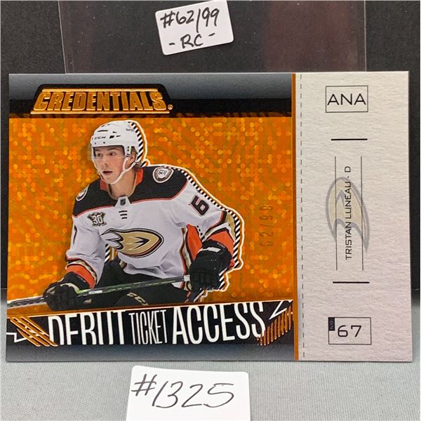2023-24 UD Credentials Tristan Luneau Debut Ticket Orange RC #62/249