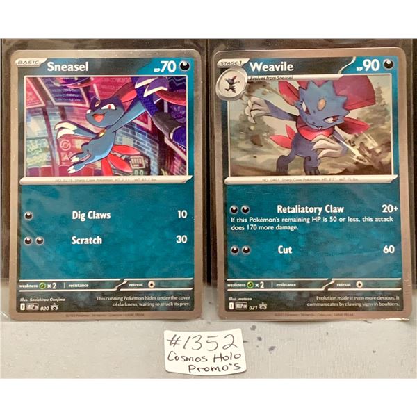 (2) Promo Cosmos Foil Pokemon Cards: Sneasel & Weavile