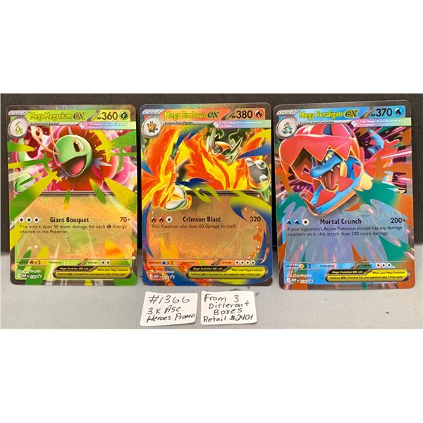 (3) Mega Evolution Ascended Heroes Promo Shiny Foil Pokemon Cards