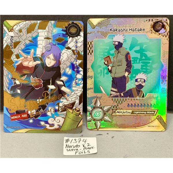 (2) Naruto Ninja Age Textured Foil Ultra-Rare Cards - Mint