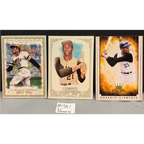 Roberto Clemente Baseball HOF 3-Card Lot