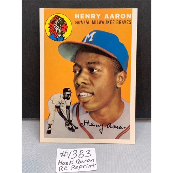 Hank (Henry) Aaron Baseball HOF Rookie Card Re-Print