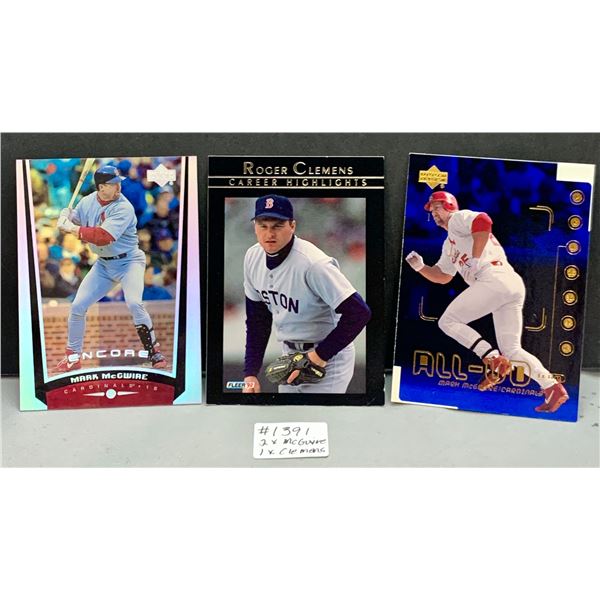 (3) MLB Baseball Cards: Mark McGwire & Roger Clemens
