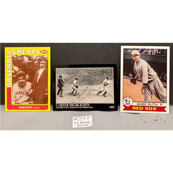 Legend Babe Ruth Baseball HOF 3-Card Lot