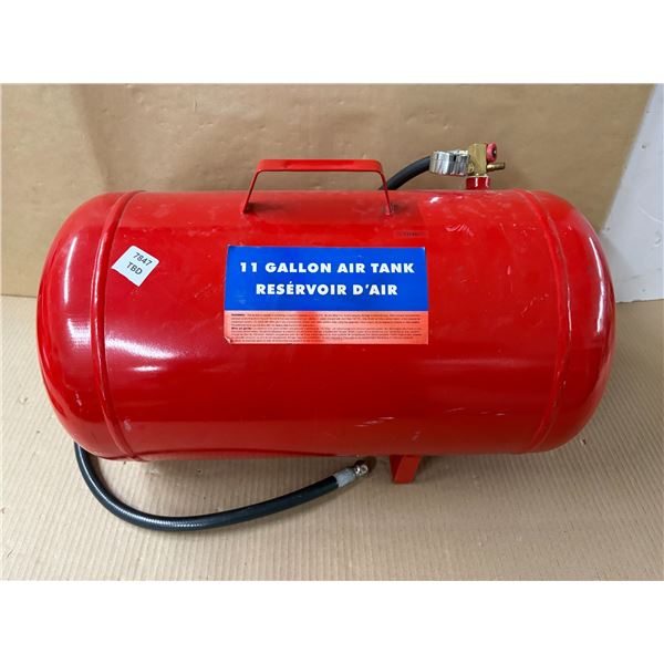 11-gallon red portable air tank.