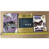 Image 1 : (3) Vintage printed items, a purple Chrysler Royal Windsor booklet on the left, a "1903–195