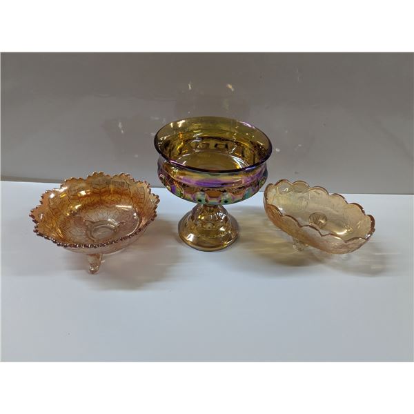 (3) Pearlescent Glass Candy Dishes