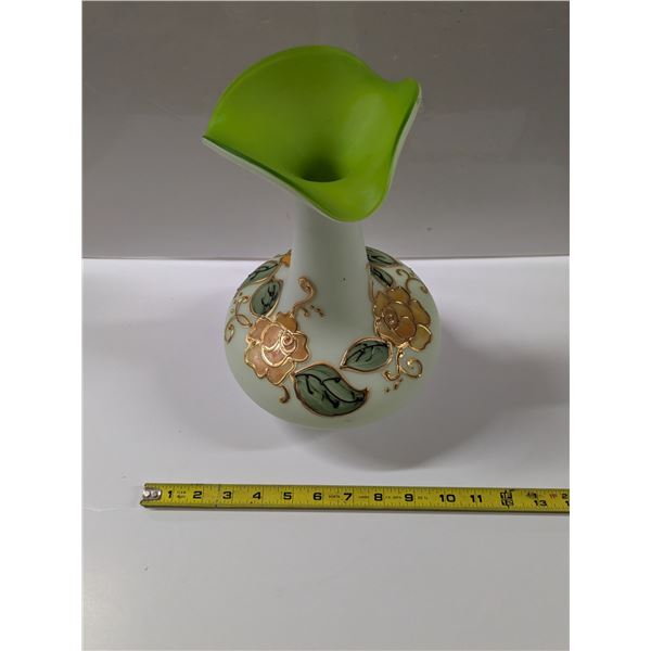 11” Tall Gilded Floral Pattern Vase