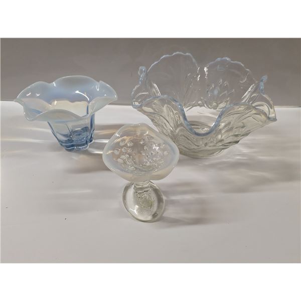 Blue Opalescent Glass Bowls
