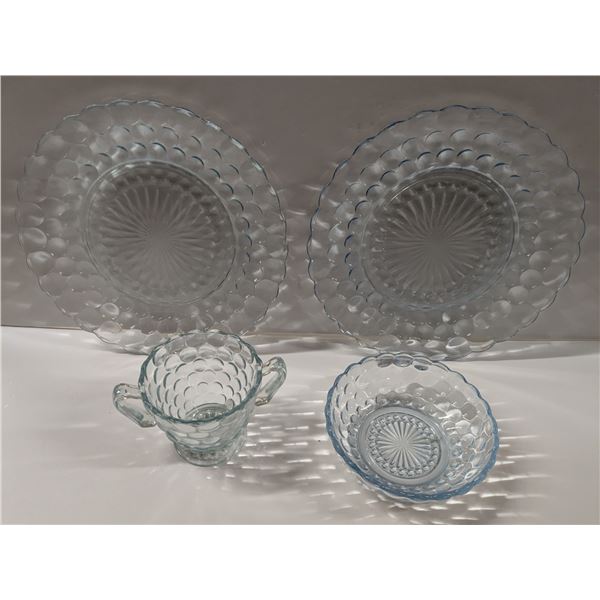 Blue Bubble Glass Plates & Bowls