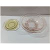 Image 1 : Vintage Depression Glass Lot – Pink Bowl, Amber Saucer
