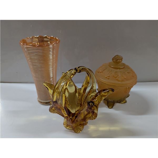 Orange & Amber Vintage Glass Lot