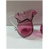 Image 5 : Cranberry Glass Lot – Fruits, Vases, Pitcher, Dish