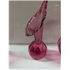 Image 6 : Cranberry Glass Lot – Fruits, Vases, Pitcher, Dish