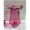 Image 7 : Cranberry Glass Lot – Fruits, Vases, Pitcher, Dish
