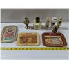 Image 1 : Mixed Lot – Vintage Décor etc.  4x6” Advertising Trays, Mini Oil Lamps, etc.