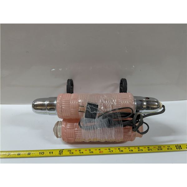 Vintage Pink Glass Curtain Rod Light w/ (2) Extra Glass