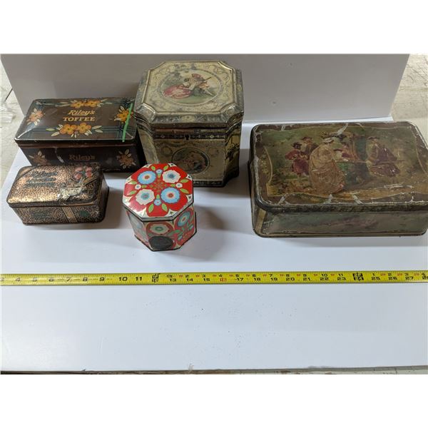 Vintage Tin Lot – Riley’s Toffee, Mazawatee Tea